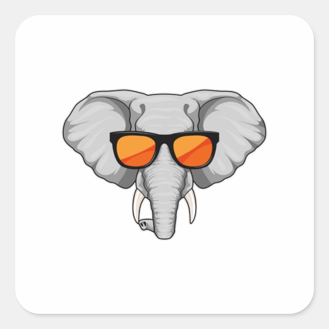 Elephant with Sunglasses Square Sticker (Front)