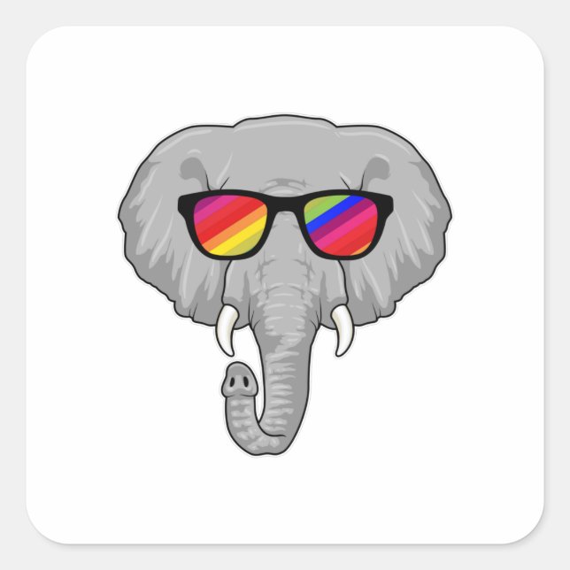 Elephant with Sunglasses Square Sticker (Front)