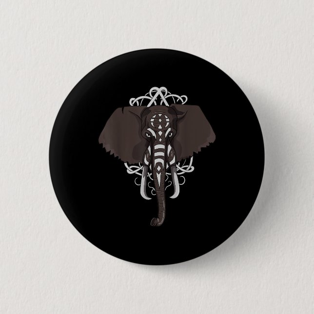 Elephant With War Paint  2 Inch Round Button (Front)
