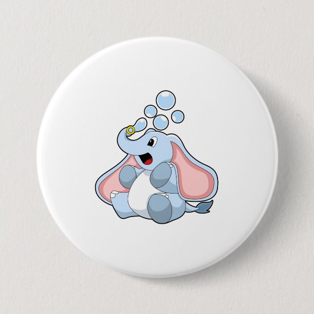 Elephant with Water bubbles 3 Inch Round Button (Front)