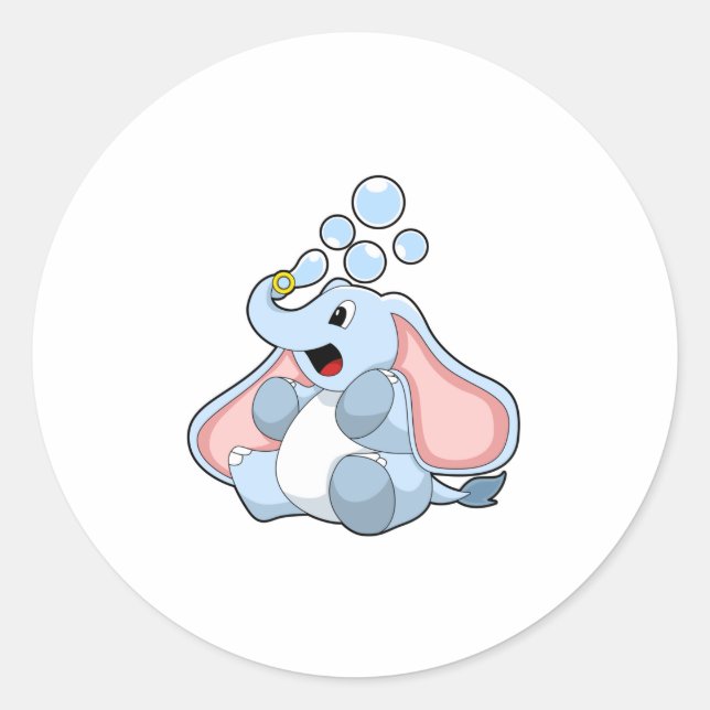 Elephant with Water bubbles Classic Round Sticker (Front)