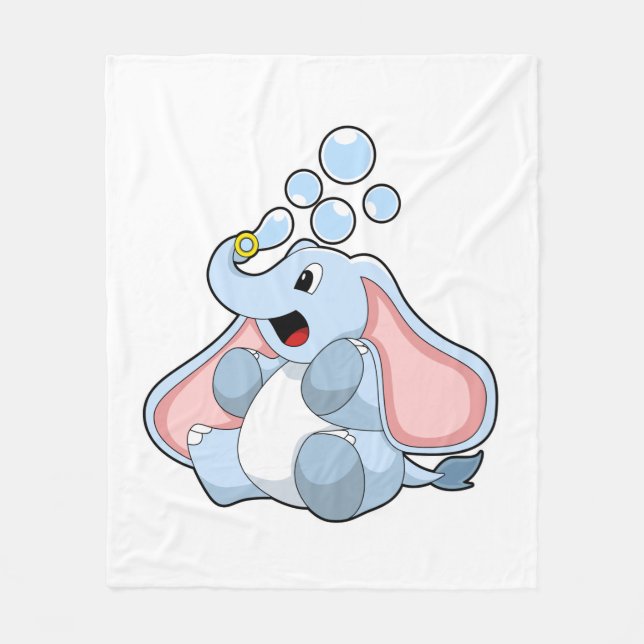 Elephant with Water bubbles Fleece Blanket (Front)