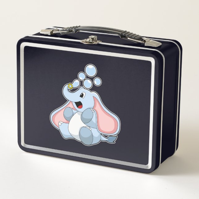 Elephant with Water bubbles Metal Lunch Box (Front)