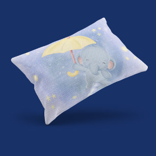 Elephant With Yellow Umbrella Lumbar Pillow