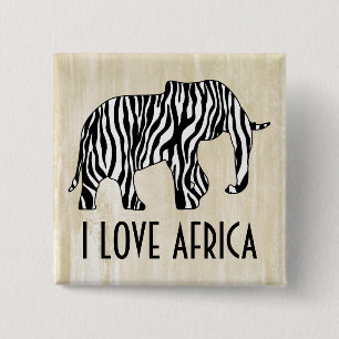 Elephant with Zebra Stripes + your ideas 2 Inch Square Button