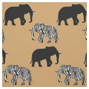 Elephant with Zebra Stripes + your ideas Fabric