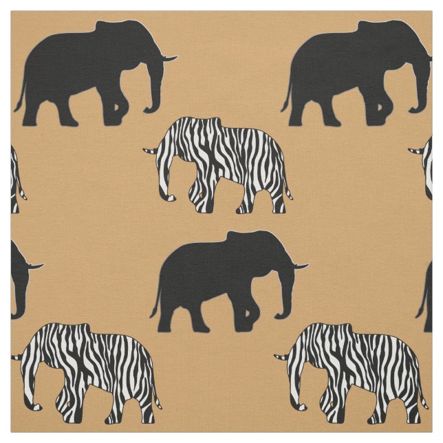 Elephant with Zebra Stripes + your ideas Fabric (Swatch)