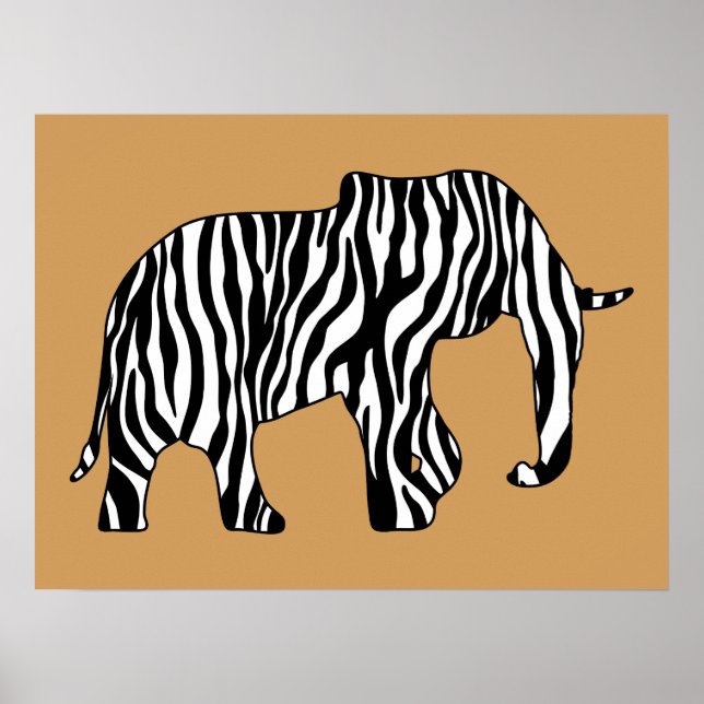 Elephant with Zebra Stripes + your ideas Poster (Front)