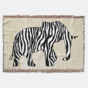 Elephant with Zebra Stripes + your ideas Throw Blanket