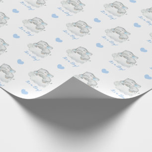 Elephant Wrapping Paper (Blue Personalized) Cloud