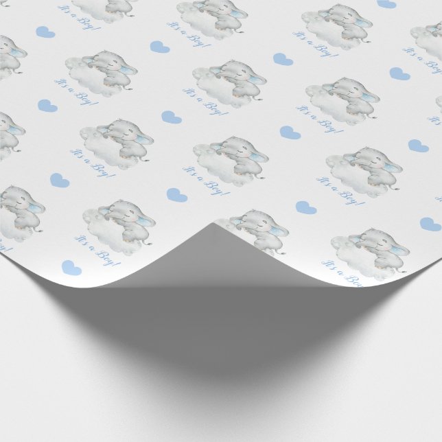 Elephant Wrapping Paper (Blue Personalized) Cloud (Corner)