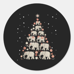 Elephant Xmas Tree Elephant Christmas Tree Marry C Classic Round Sticker