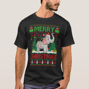 Elephant Xmas Tree Light Ugly Santa Elephant Chr T-Shirt