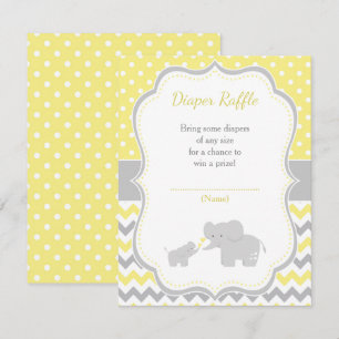 Elephant Yellow and Grey Baby Shower Enclosure Card