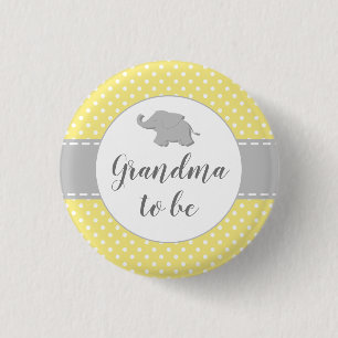 Elephant Yellow Baby Shower Grandma To Be 1 Inch Round Button