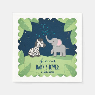 Elephant & Zebra Safari Baby Shower Napkins