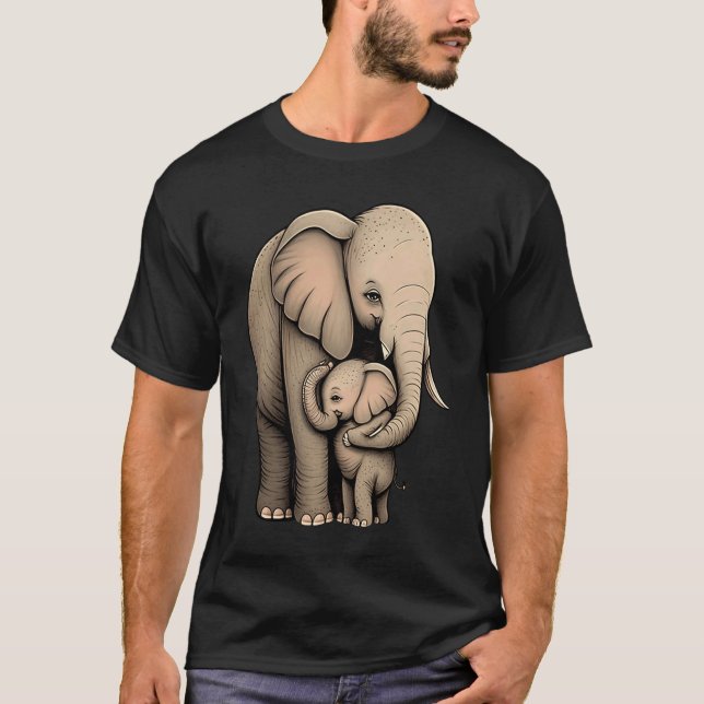 Elephant Zookeeper Elephant Mom Hugging A Child El T-Shirt (Front)