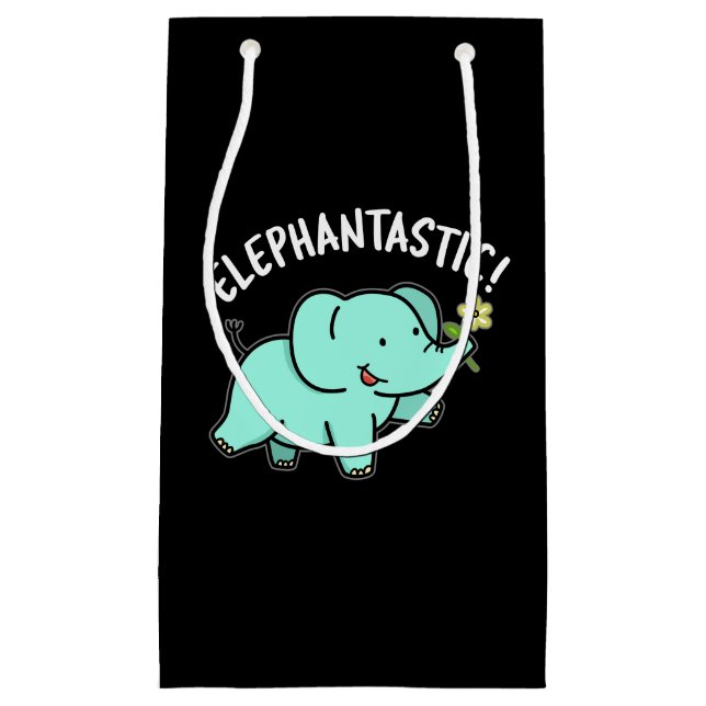 Elephantastic Funny Elephant Pun Dark BG Small Gift Bag (Front)