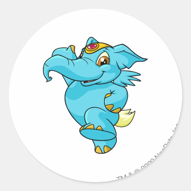 Elephante Blue Classic Round Sticker (Front)