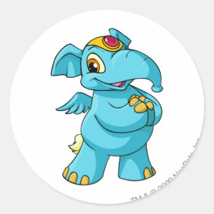 Elephante Blue Classic Round Sticker