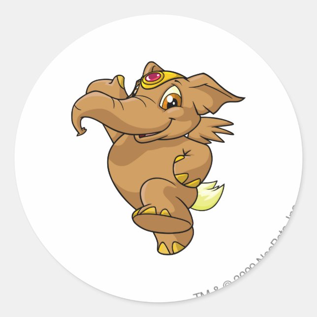 Elephante Brown Classic Round Sticker (Front)