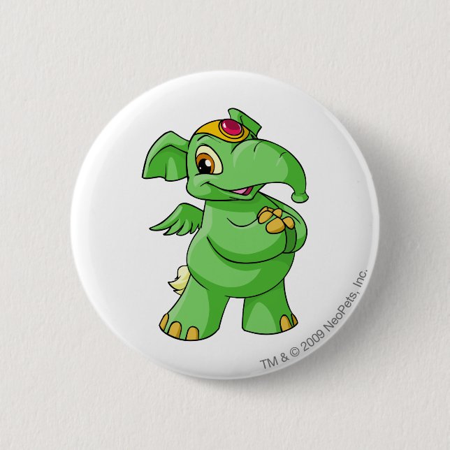 Elephante Green 2 Inch Round Button (Front)