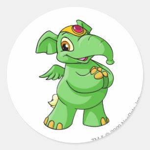 Elephante Green Classic Round Sticker