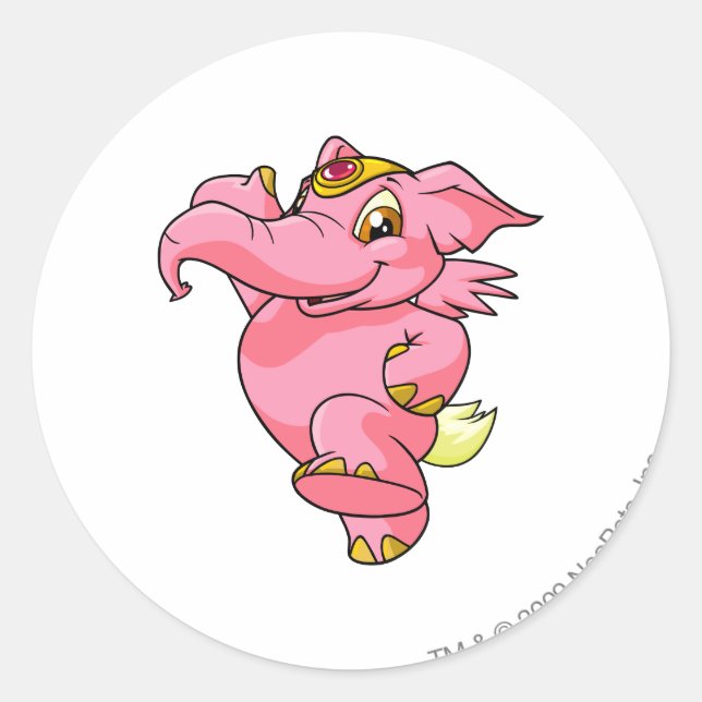 Elephante Pink Classic Round Sticker (Front)