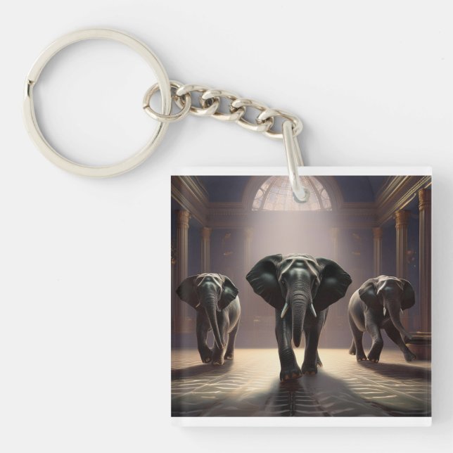 Elephants Aerobic Dance Class Keychain (Front)