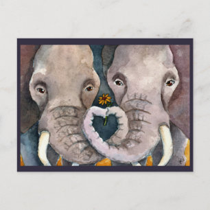 Elephants, African animals postcard