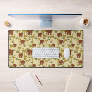 Elephants And Palms In Camouflage Desk Mat