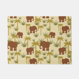 Elephants And Palms In Camouflage Doormat