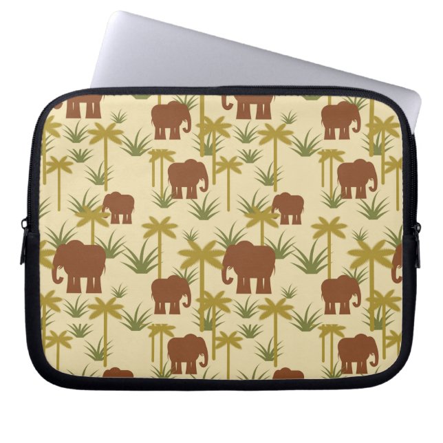 Elephants And Palms In Camouflage Laptop Sleeve (Front)