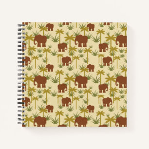 Elephants And Palms In Camouflage Notebook