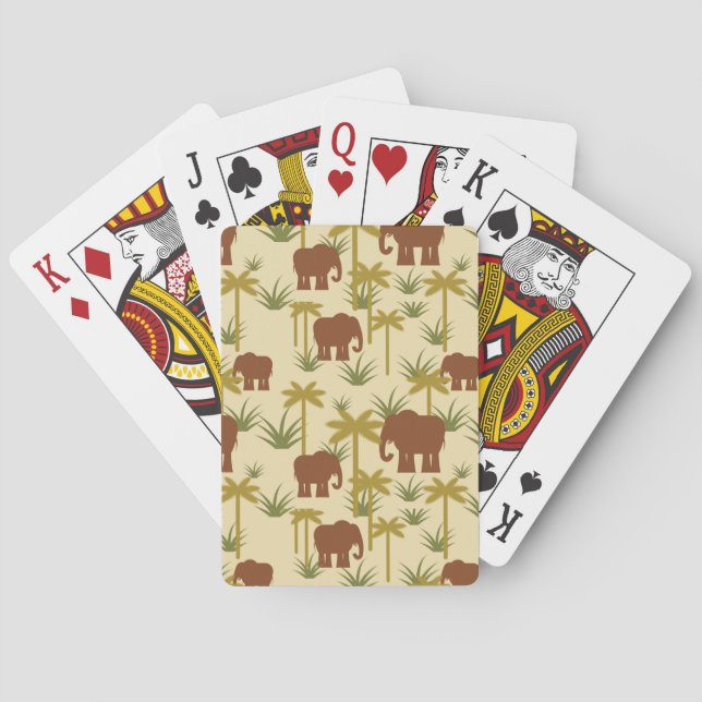 Elephants And Palms In Camouflage Playing Cards (Back)