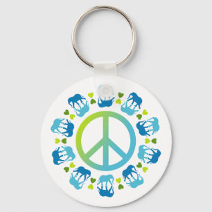 Elephants and Peace Keychain