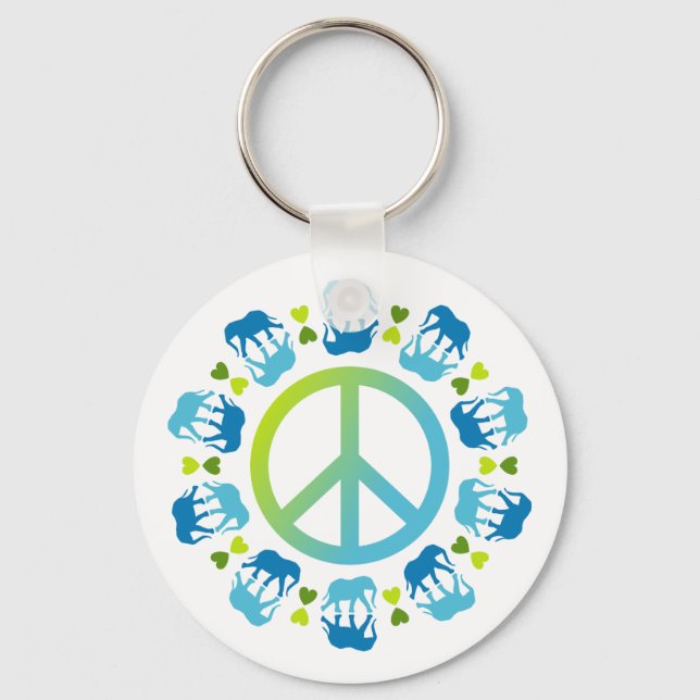 Elephants and Peace Keychain (Front)