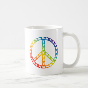 Elephants and Peace Symbol Coffee Mug