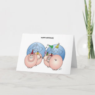 Elephants and Pigs Birthday Card. Card