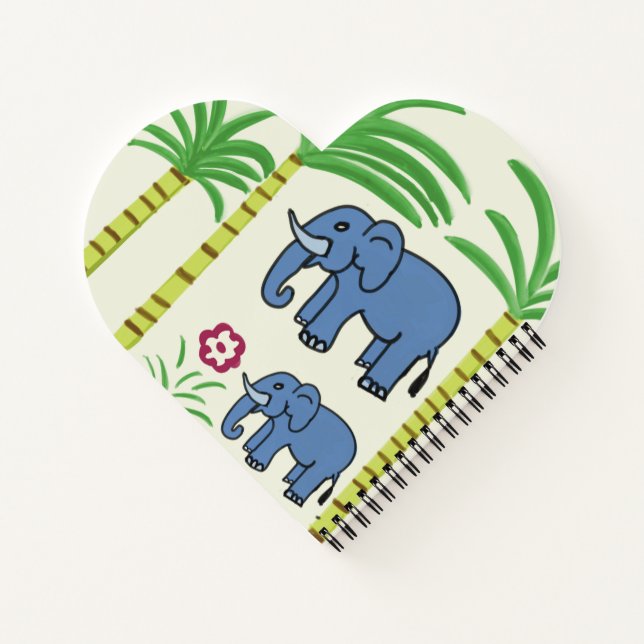 elephants and sugarcane print notebook (Back)