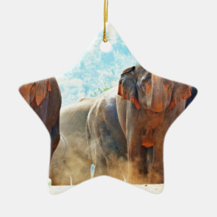 Elephants Animals Safari Destiny Peace Love Ceramic Ornament
