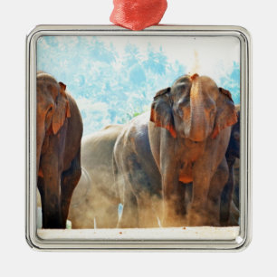 Elephants Animals Safari Destiny Peace Love Metal Ornament