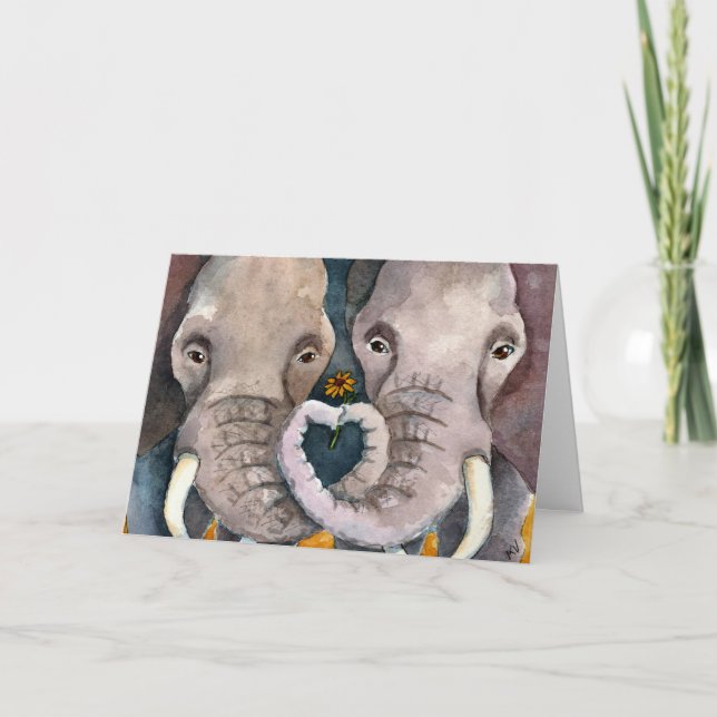 Eléphants, Animaux africains, Carte Anniversaire (Devant)