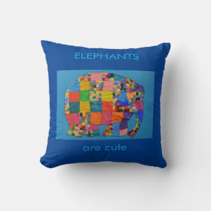 Elephants are Cute blue Throw Pillow