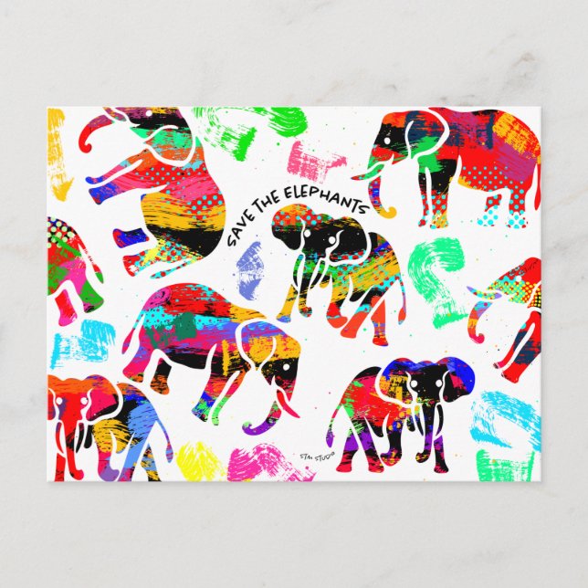 Elephants Art Postcard (Front)