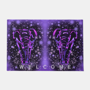 Elephants At Starry Night Doormat Welcome
