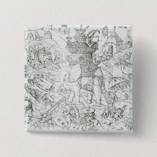 Elephants at War 2 Inch Square Button