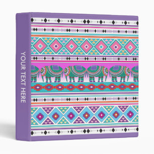 Elephants Aztec Tribal Pattern Binder
