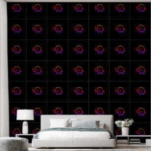 Elephants Baby Animal Patterns Cute Black Pink Wallpaper