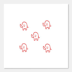 Elephants Baby Animal Patterns Cute Red White Wild Wallpaper